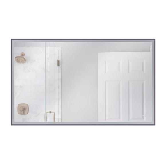 60 in. x 36 in. LED Lighted Framed Rectangular Ati-Fog Bathroom Vanity Mirror in Flat Black