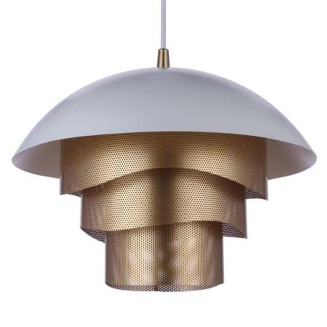 Matte White and Gold LED Dome Pendant Light