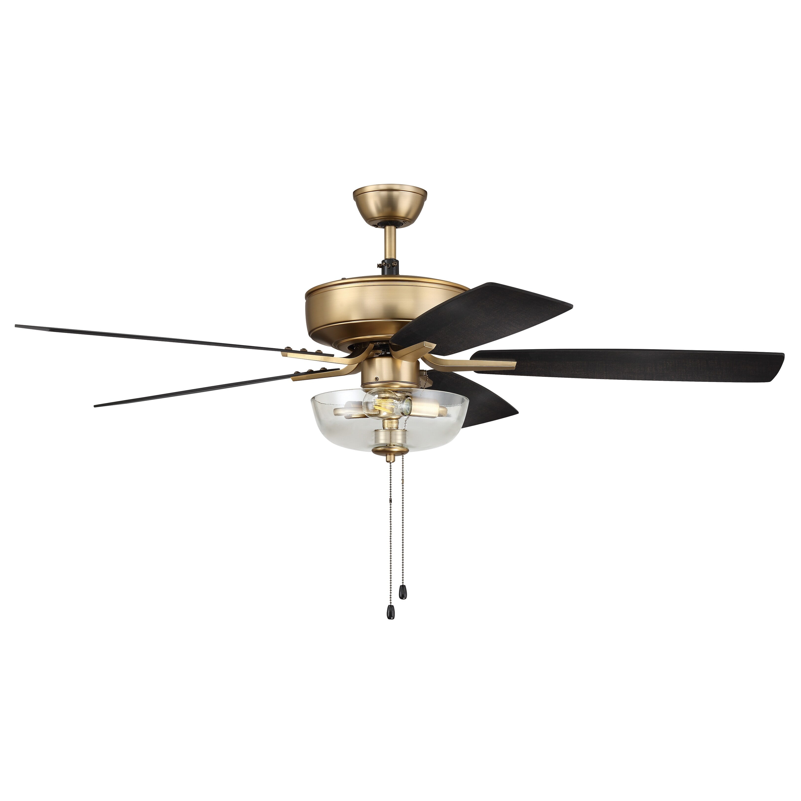 Satin Brass 52'' Ceiling Fan with Black Walnut MDF Blades and LED Light