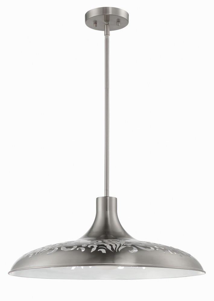 Brushed Polished Nickel 1-Light Pendant with Crystal Accents
