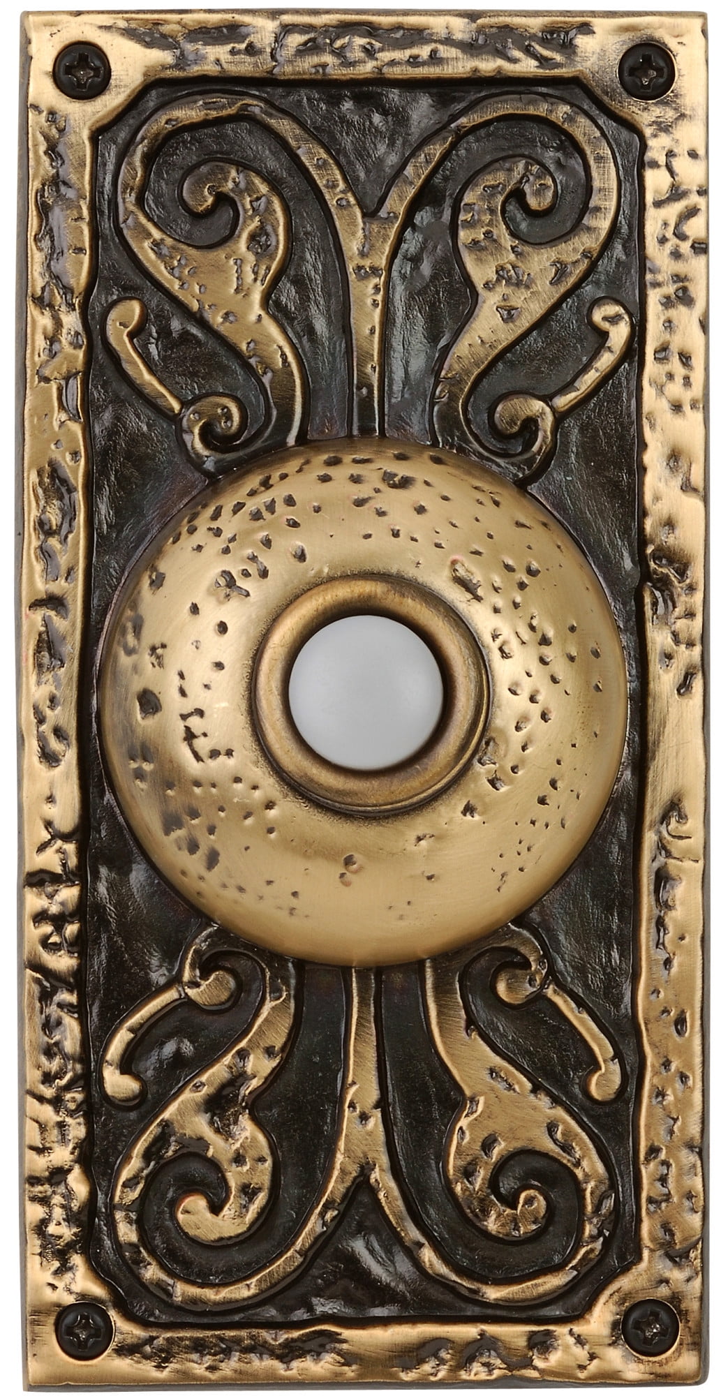 Burnished Brass Ornate Lighted Doorbell Push Button
