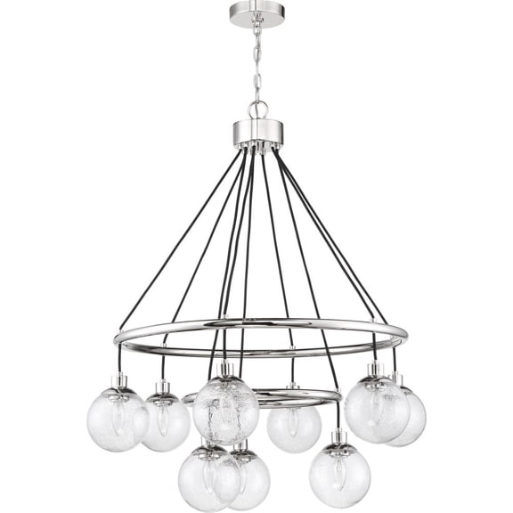 Craftmade Que Clear Seeded Glass Chandelier 9 - Chrome