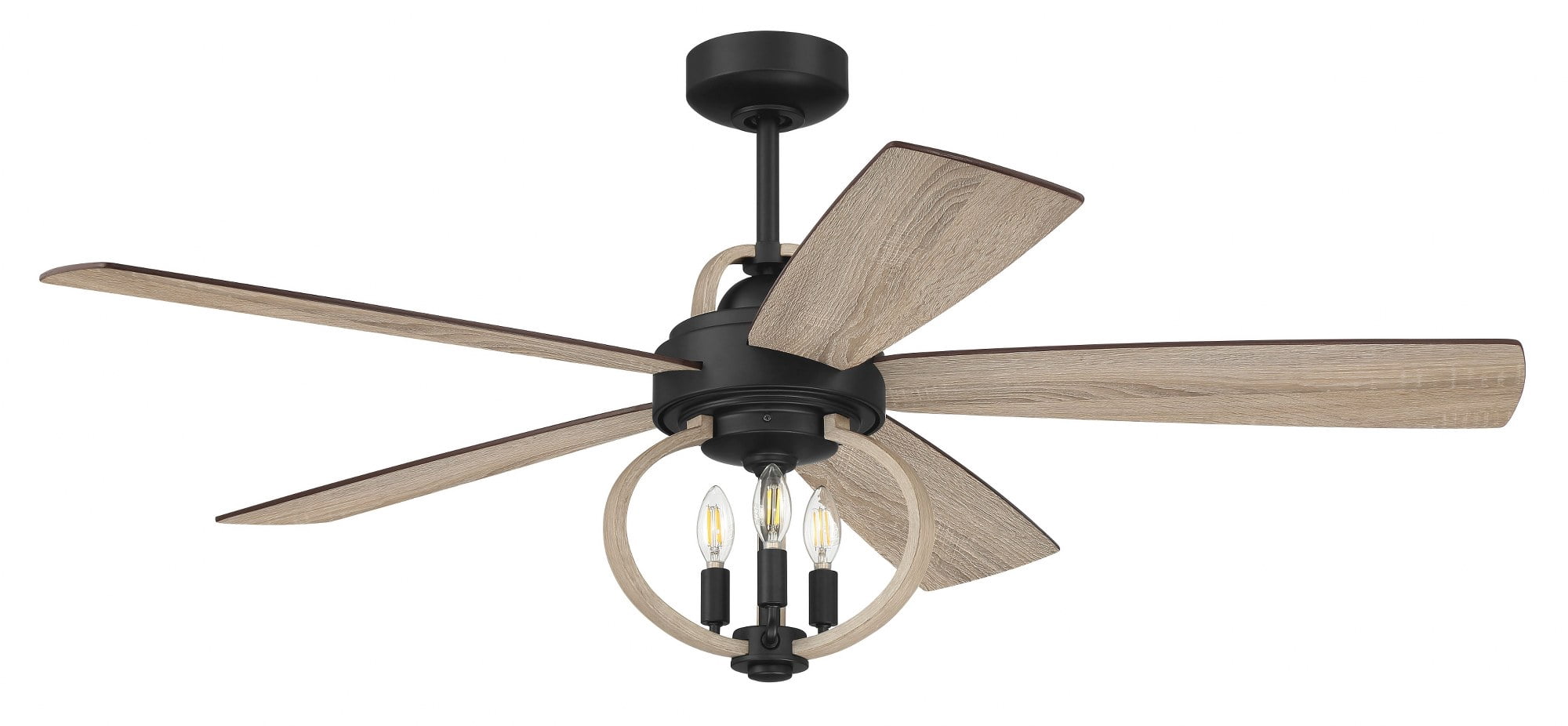 RSE52FB5 Craftmade Lighting Reese - 5 Blade Ceiling Fan with Light Kit-23.01 Inches Tall and 52 Inches Wide-Flat Black Finish