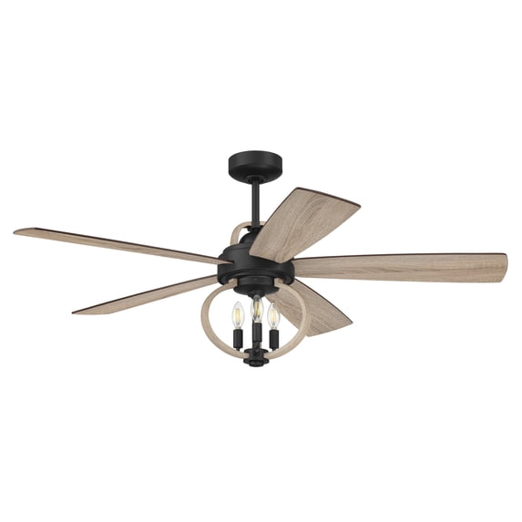 RSE52FB5 Craftmade Lighting Reese - 5 Blade Ceiling Fan with Light Kit-23.01 Inches Tall and 52 Inches Wide-Flat Black Finish