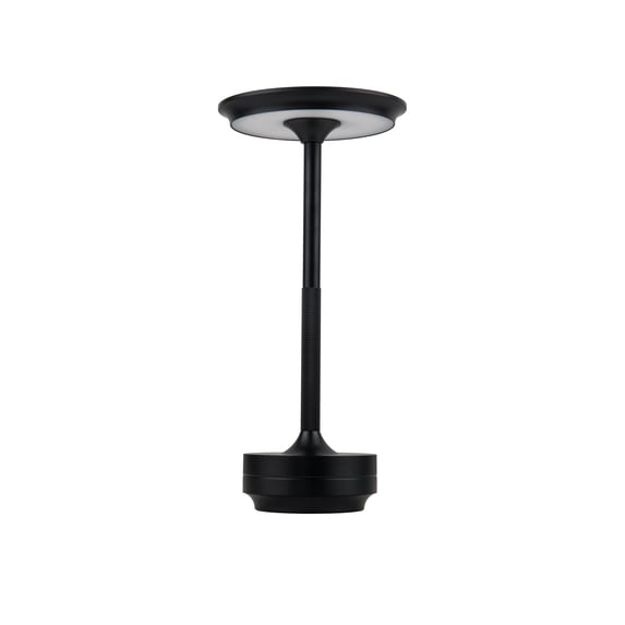 Craftmade - Rikki 11 in. Flat BlackFinish 1-Light Integrated LED, 2700/4500/6000K CCT 3-Way Touch Rechargeable Table Lamp with Shade
