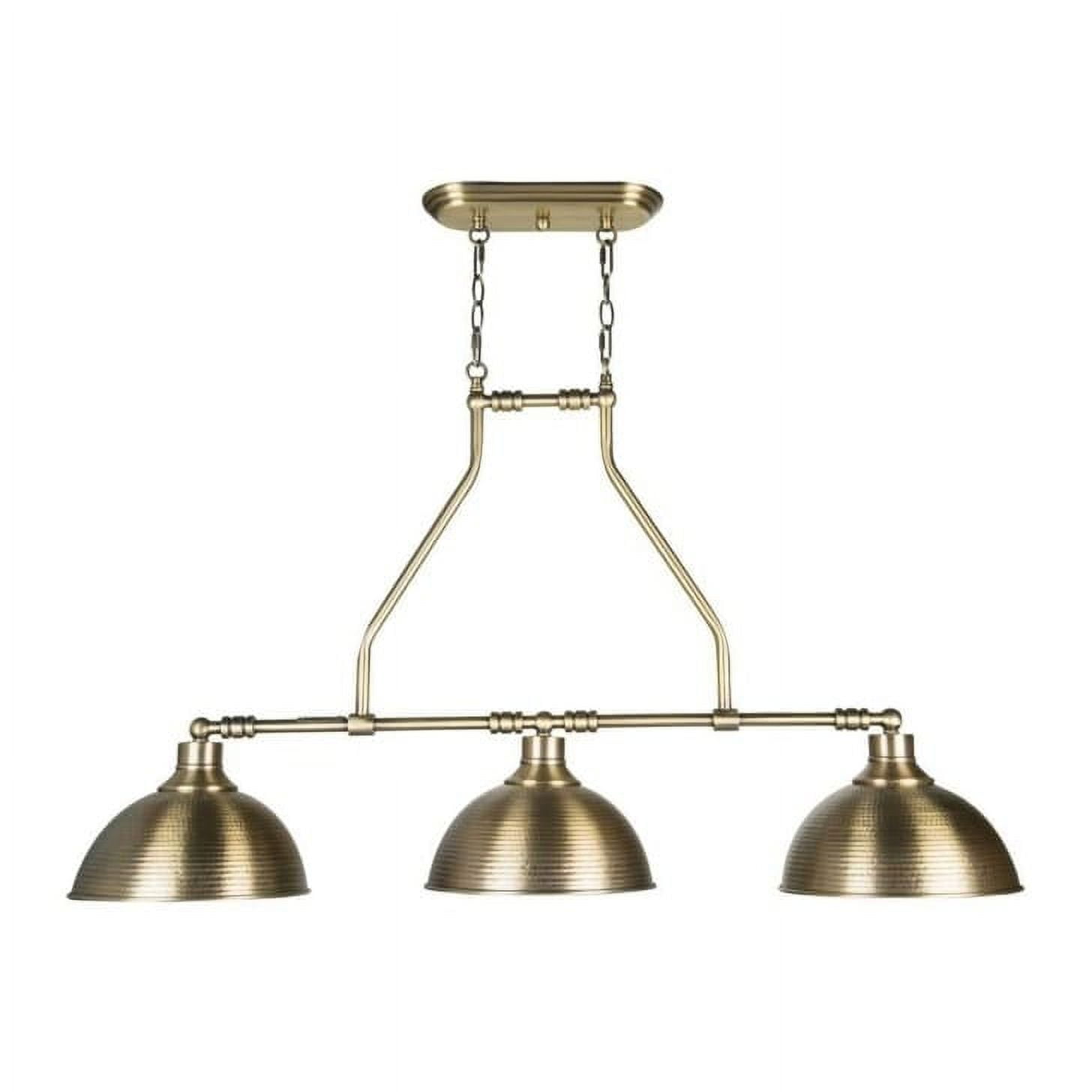 Aged Bronze Brushed 3-Light Island Pendant with Hammered Metal Shades