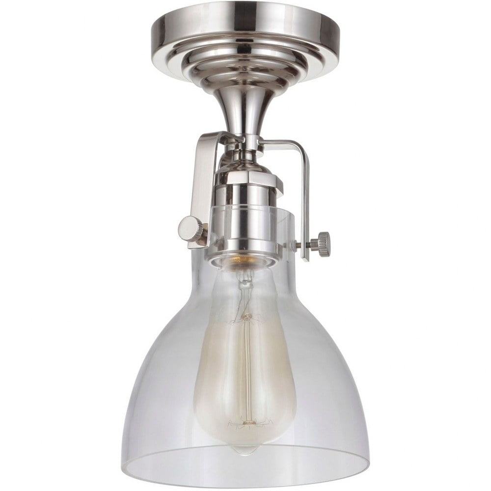Polished Nickel 6" Glass Semi-Flush Ceiling Light