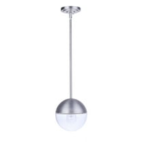 Craftmade ZA3411-SA Evie Outdoor Sphere Pendant, 1-Light 60 Watt, 8"H x 8"W, Satin Aluminum