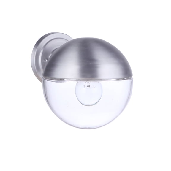 Craftmade ZA3414-SA Evie Outdoor Sphere Wall Sconce, 1-Light 60 Watt, 8"H x 8"W, Satin Aluminum