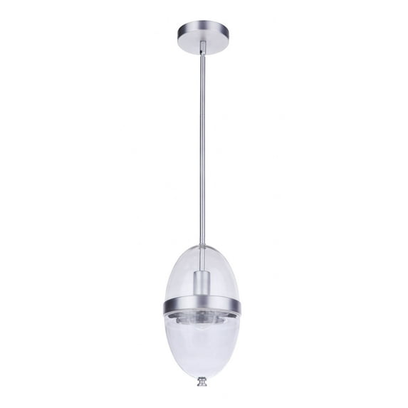 Craftmade ZA3511-SA Sivo Clear Glass Oval Outdoor Pendant, 1-Light 60 Watt, 13"H x 7"W, Satin Aluminum