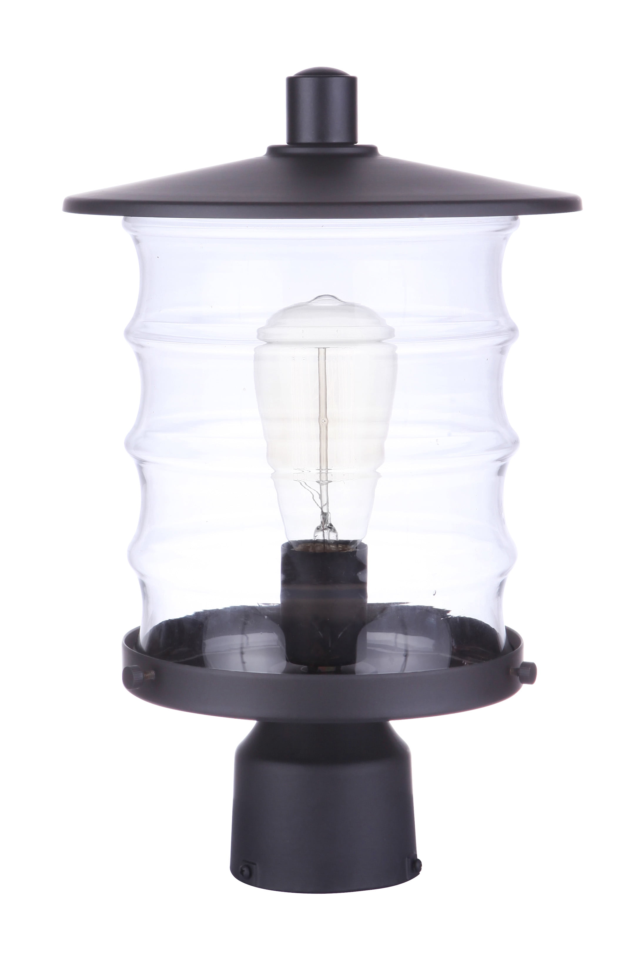 Craftmade ZA3625-MN Canon Clear Glass Outdoor Post Mount, 1-Light 60 Watt, 14"H x 9"W, Midnight