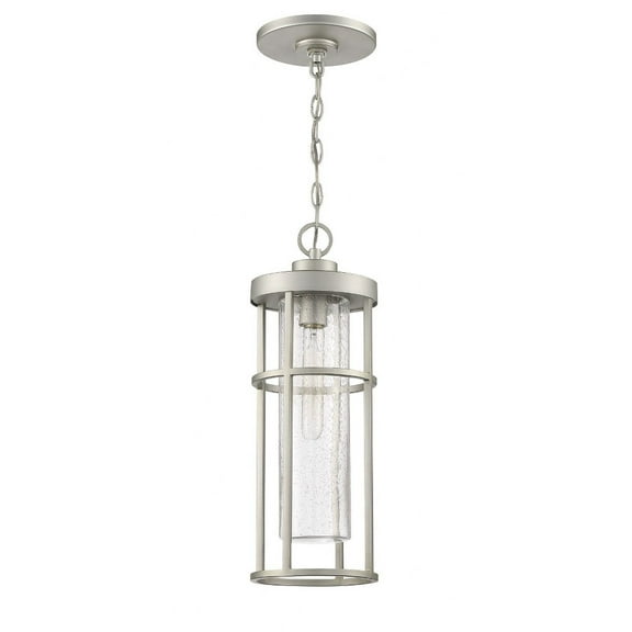 Craftmade ZA4211-SA Encompass Minimal Metal Framed Outdoor Pendant, 1-Light 60 Watt, 20"H x 7"W, Satin Aluminum