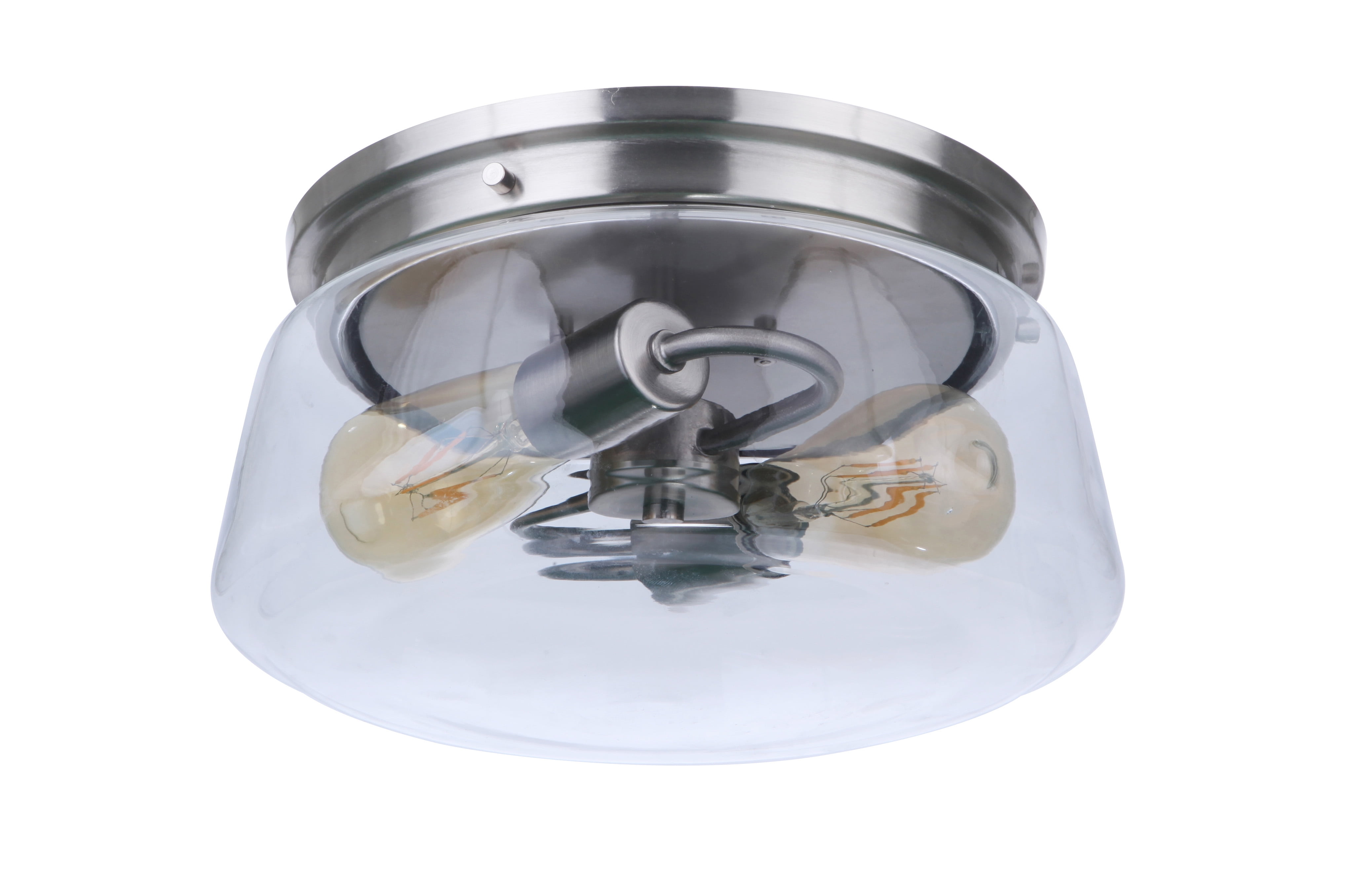 Satin Aluminum 2-Light Indoor/Outdoor Flush Mount Ceiling Fixture