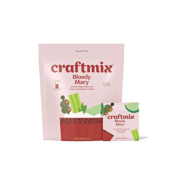 Craftmix Bloody Mary, Makes 12 Drinks, Rum Cocktail Mixers, Instant Skinny Cocktail and Mocktail Mix - Made With Real Fruit - Vegan Low-Carb, Low-Sugar, Non-GMO, Dairy Free, Gluten Free, Easy to Mix