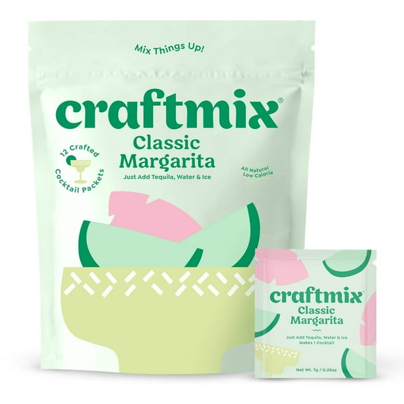 Craftmix Classic Margarita, Makes 12 Drinks, Skinny Margarita Cocktail Mixers - Mocktail Drink Mixers - Made With Real Fruit - Vegan Low-Carb, Low-Sugar, Non-GMO, Dairy Free, Gluten Free, Easy to Mix