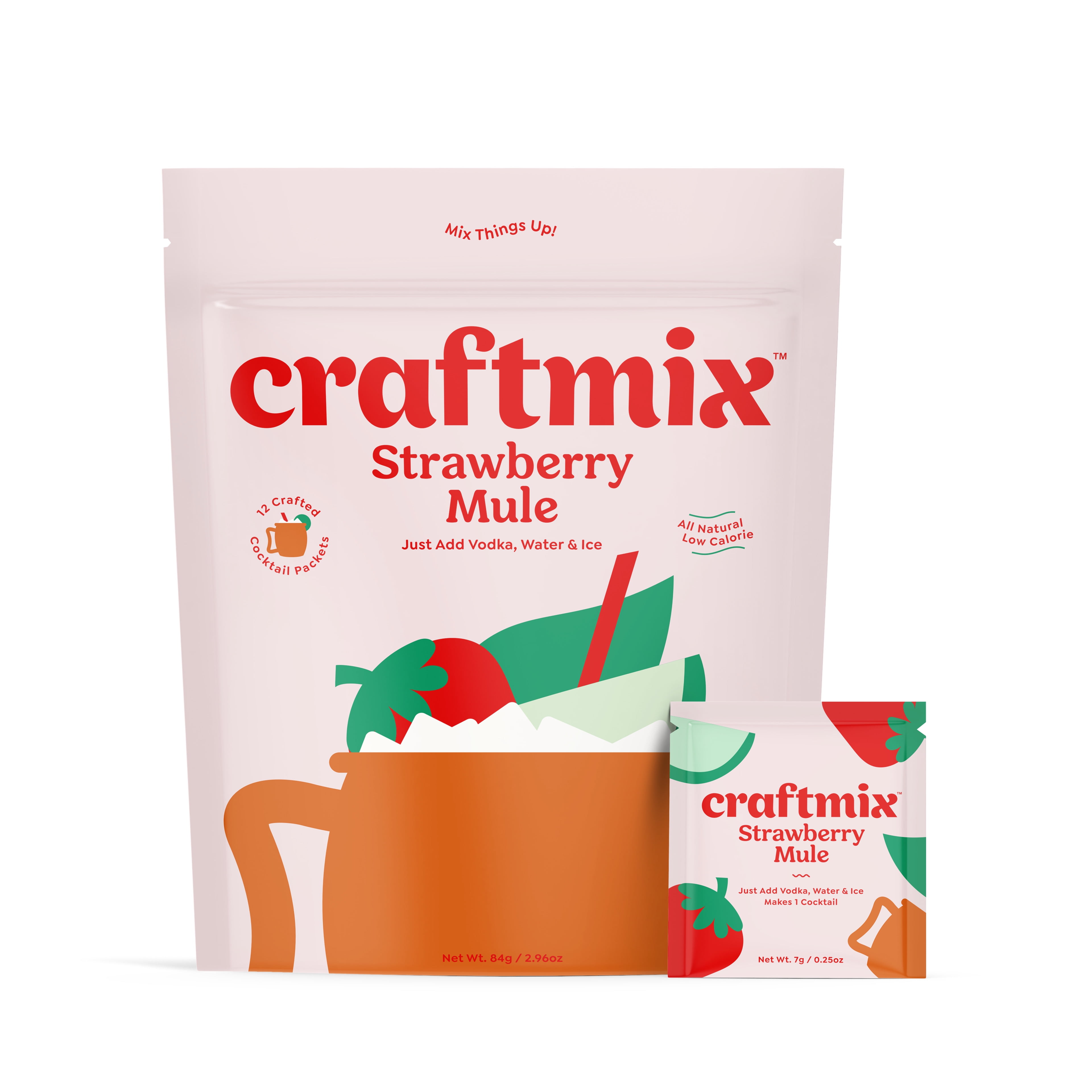 Walmart Deals of Craftmix Cocktail Mixers, Strawberry Mule with Lime & Ginger, 12 Pack