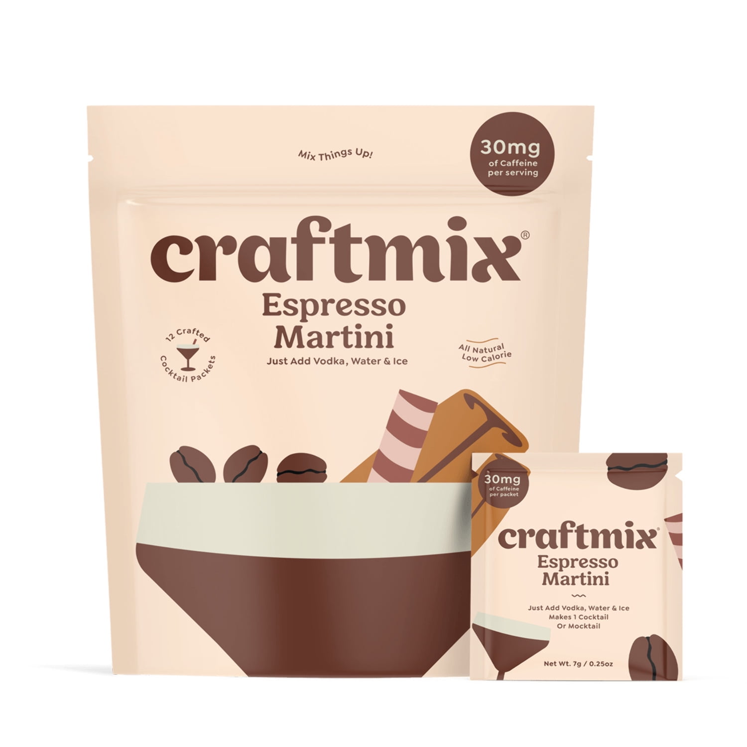 Craftmix Espresso Martini, Makes 12 Drinks, Skinny Cocktail Mixers - Mocktail Drink Mixers - Martini Mix With Real Coffee - Vegan Low-Carb, Low-Sugar, Non-GMO, Dairy Free, Gluten Free, Easy to Mix