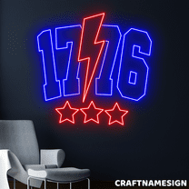 Craftnamesign 1776 Neon Sign, Happy 4th Of July Wall Art, America Party Wall Decor