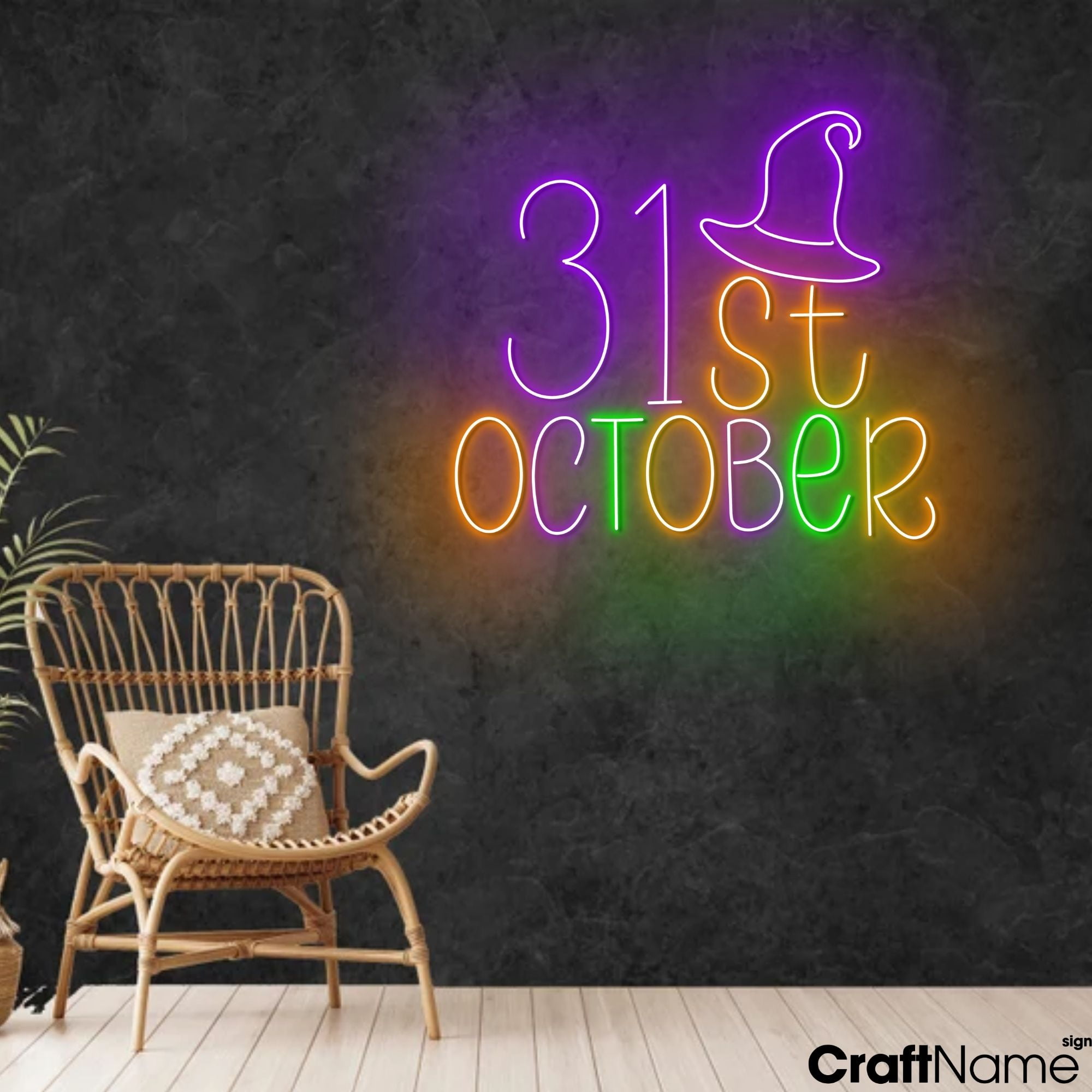 Craftnamesign 31st October Party Neon Sign, Halloween LED Light For