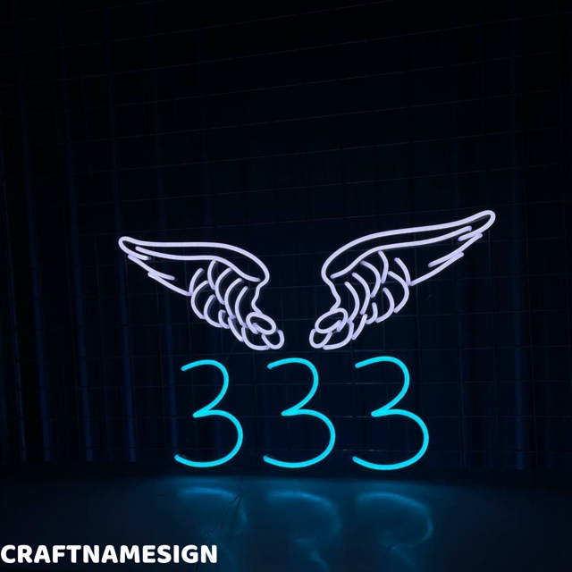 Craftnamesign 333 Wings Neon Sign, 333 Angel Wings Wall Decor, Bar Pub ...
