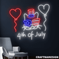 thumbnail image 1 of Craftnamesign 4th Of July Neon Sign, Cat With Balloons Wall Art, Party Wall Decor, 1 of 4