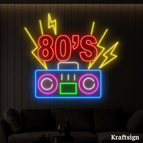 Craftnamesign 80's Neon Sign, Party LED Sign, Bar Club 80's Style Wall Art