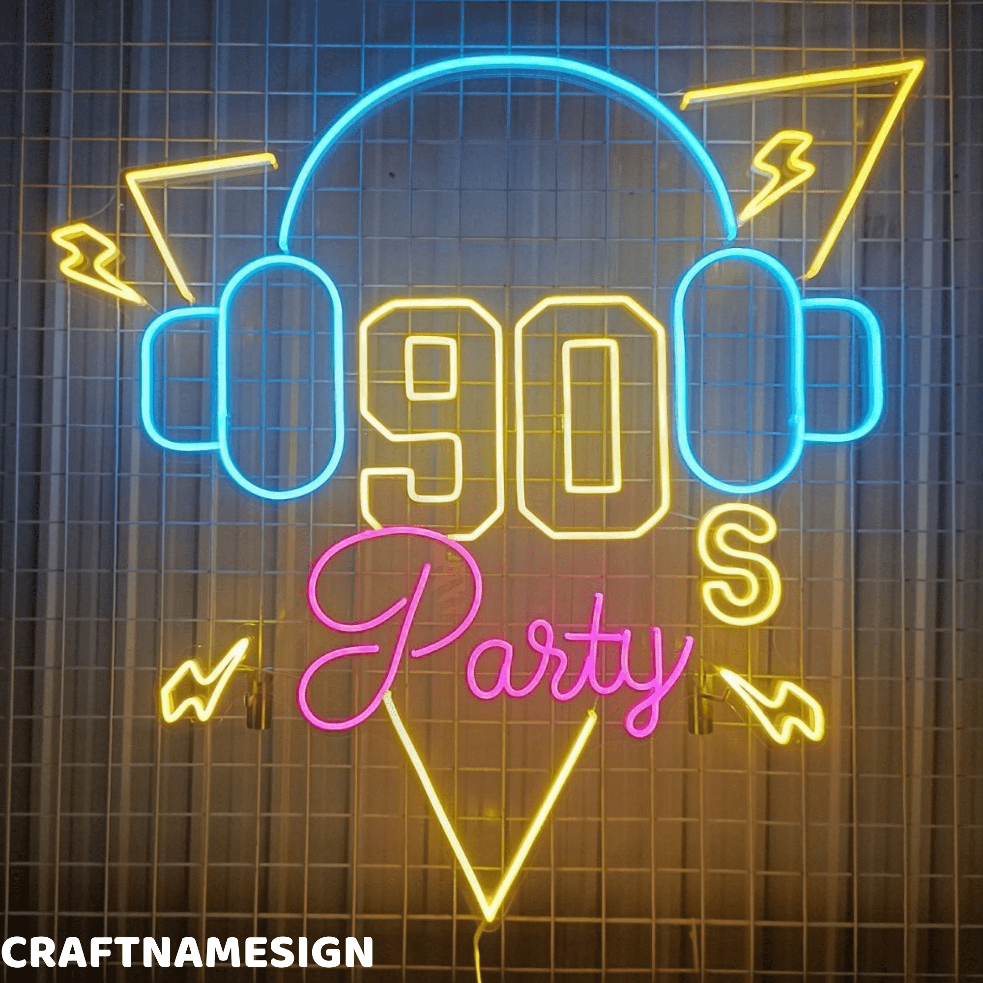 Craftnamesign 90s Party Neon Sign, Bar Pub Wall Decor, Music Party Wall ...