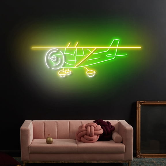 Craftnamesign Aircraft Neon Sign Wall Art, Airplane LED Light Sign, Aircraft Neon Art Wall Decor