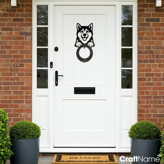 Craftnamesign Akita Dog Metal Door Knocker, Front Door Decor, New Home Gift, Dog Lover Gift