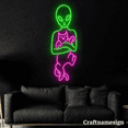 thumbnail image 1 of Craftnamesign Alien Hold Cat Neon Sign for Bedroom Spaceman Wall Decor, 1 of 5