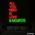 thumbnail image 1 of Craftnamesign All You Need Is Love Mojitos Neon Sign, Bar Club Decor, 1 of 1