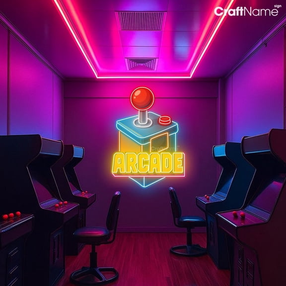 Craftnamesign Arcade Neon Light for Gaming Club Wall Decor, Gamer Room Wall Art, Gift For Him, Boys Room Decoration