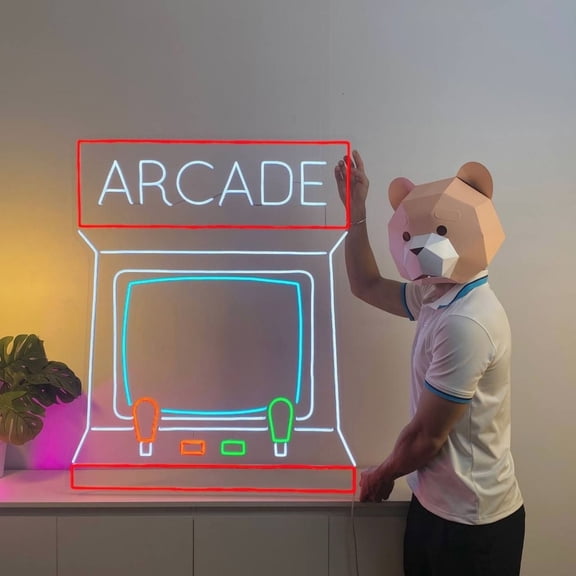 Craftnamesign Arcade Neon Sign Wall Art, Open Led Light Signage For Arcade Game Room Wall Decor
