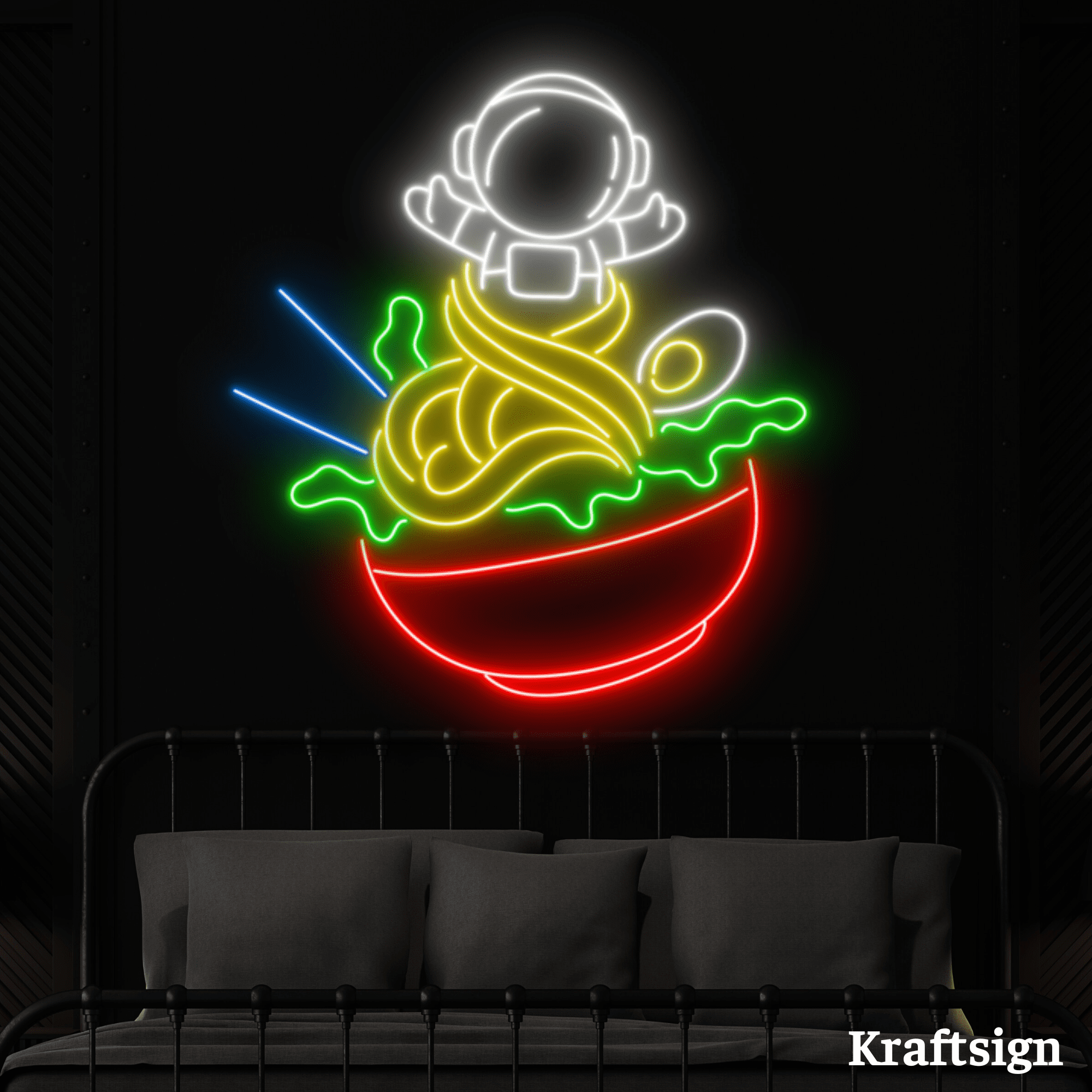 Craftnamesign Astronaut Ramen Neon Sign, Ramen Restaurant Decor, LED ...