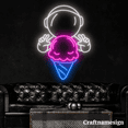 thumbnail image 1 of Craftnamesign Astronaut With Ice Cream Neon Sign for Ice Cream Shop Spaceman Wall Decor, 1 of 1