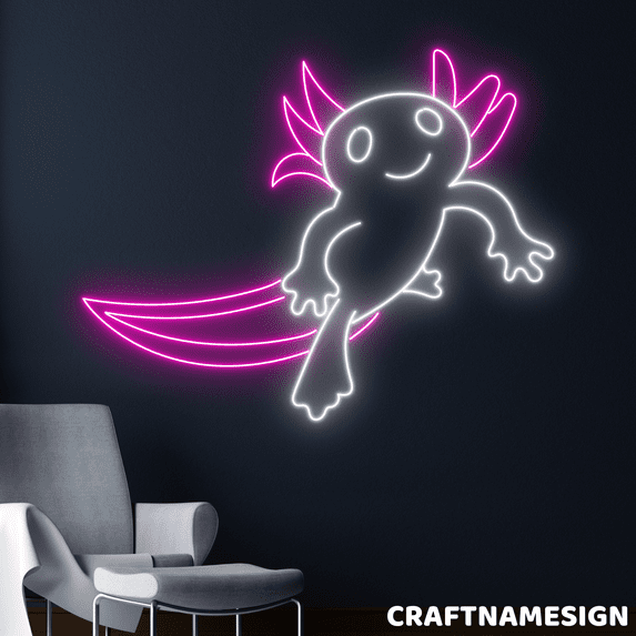 Craftnamesign Axolotl Neon Sign, Bedroom Led Light Wall Art, Kids Room Wall Decor