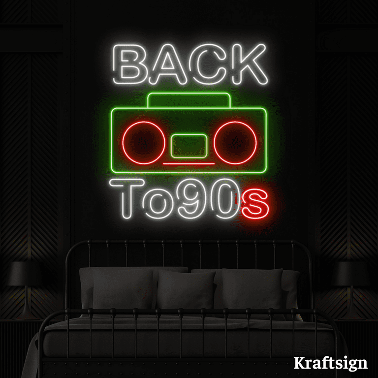 Craftnamesign Back To 90s Neon Signs, Bar Club Signs, Vintage Style Decor