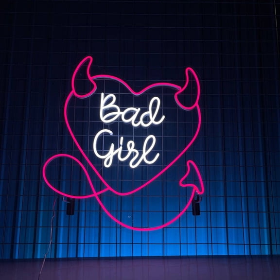 Craftnamesign Bad Girls Devil Heart Neon Sign, Heart LED Sign,Girl Room Decor