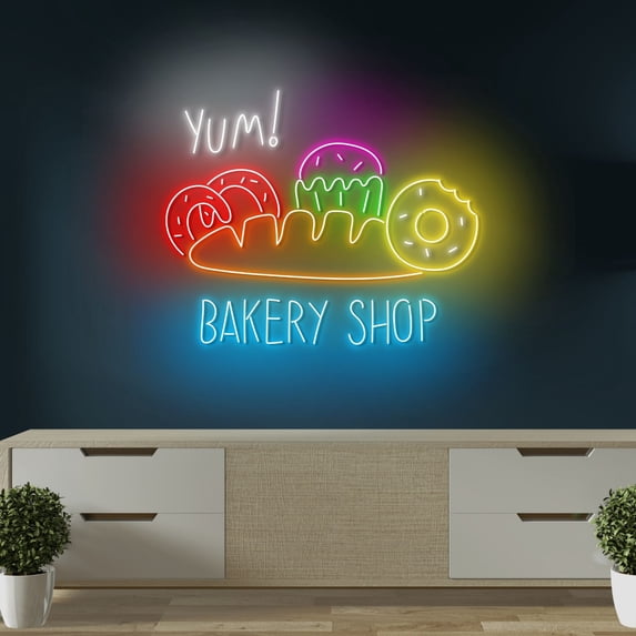 Craftnamesign Bakery Neon Sign Wall Art, Welcome Sign LED Light, Bakery Shop Wall Decor