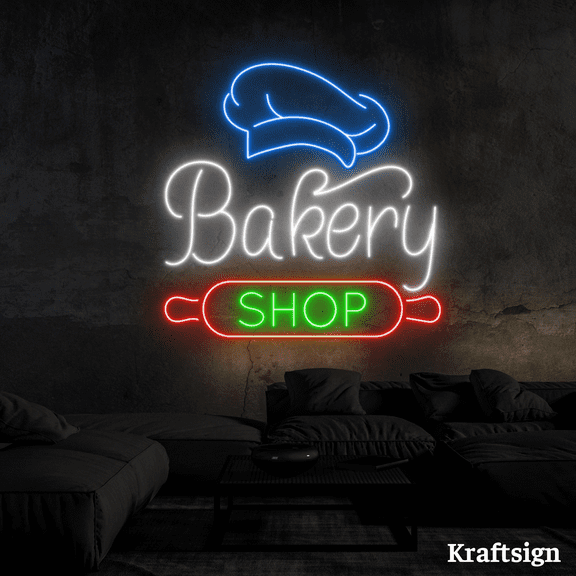 Craftnamesign Bakery Shop Neon Sign, Cakes Shop LED Sign, Bakery Decor