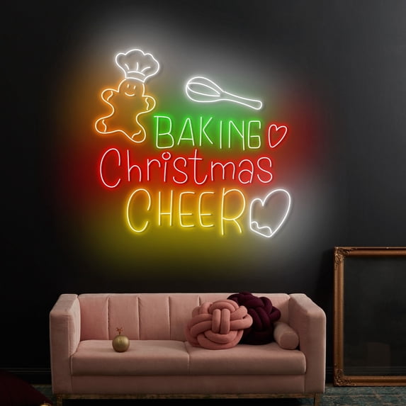 Craftnamesign Baking Christmas Cheer Neon Light, Baking Quote Led Sign ...
