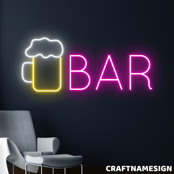 Craftnamesign Bar Neon Sign, Bar Pub Store Wall Art, Beer Open Store Wall Decor
