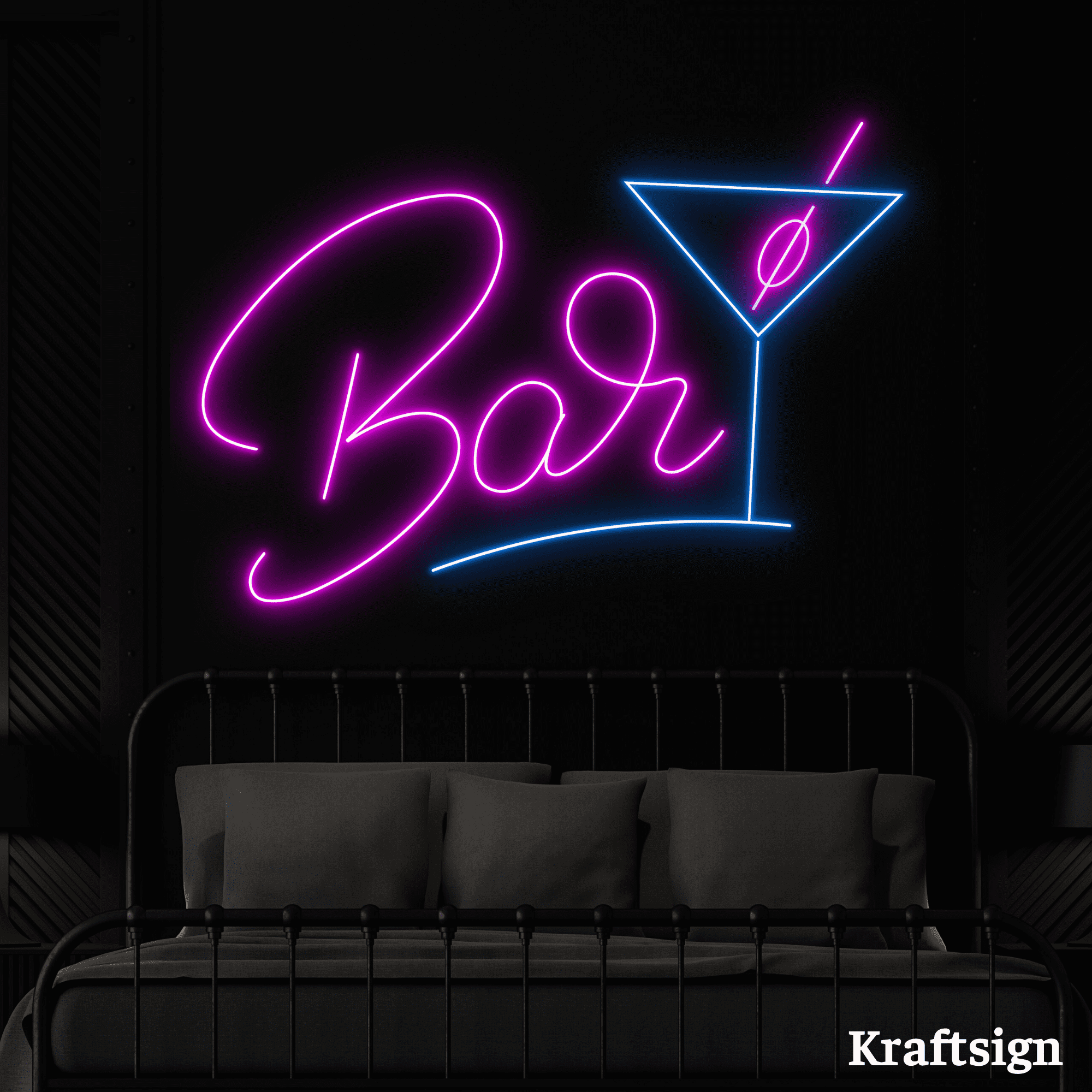 Craftnamesign Bar Neon Sign, Cocktail LED Sign, Home Bar Wall Art Decor