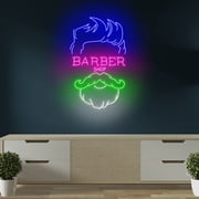 Craftnamesign Barber Neon Sign for Barber Shops, Men Hair Salon Decor Led Light Sign