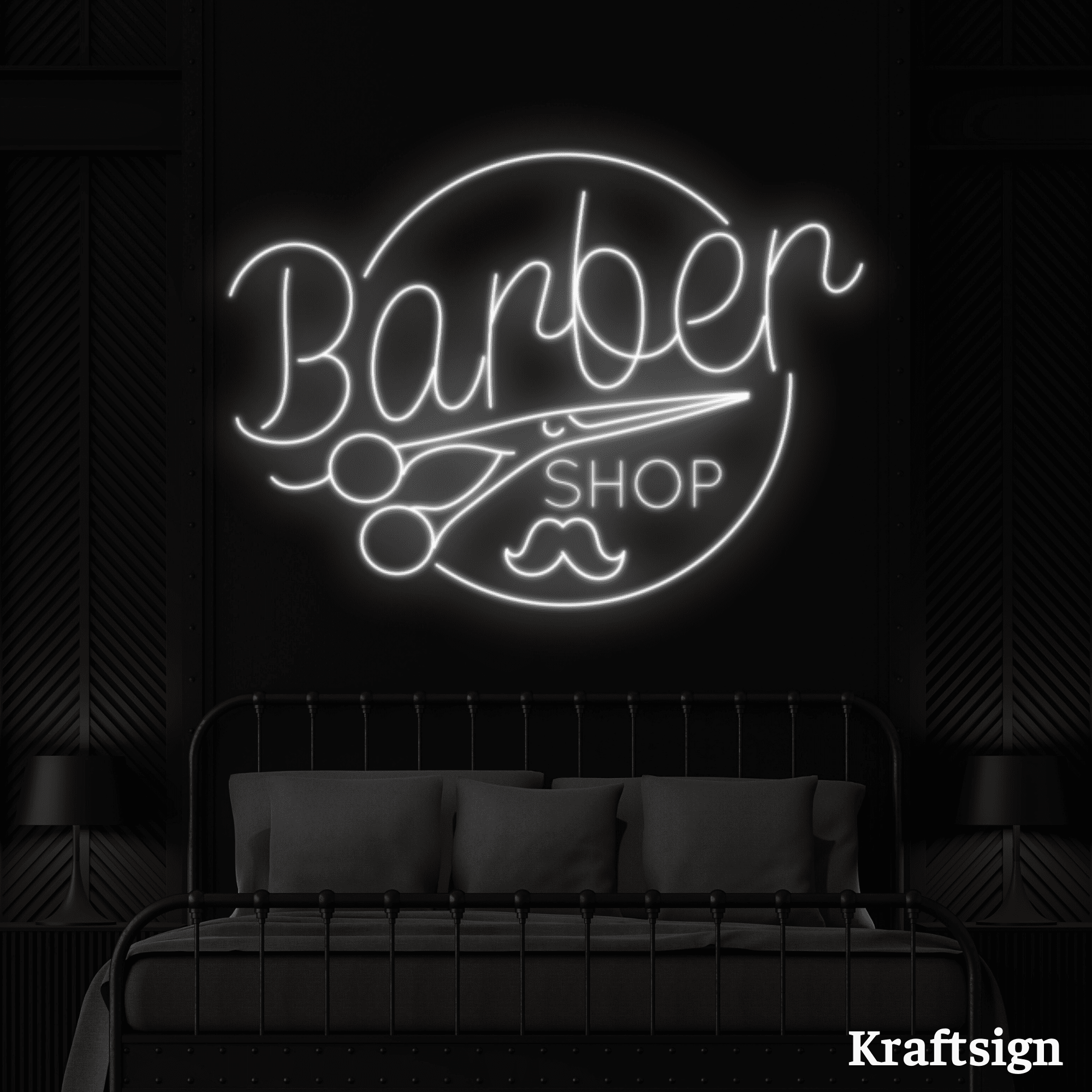 Craftnamesign Barber Shop Neon Sign, Haircut LED Sign, Hair Salon LED