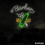 Craftnamesign Barber Tools Neon Sign, Haircut LED Sign, Barber Shop Decor