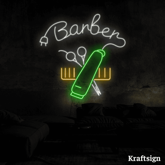 Craftnamesign Barber Tools Neon Sign, Haircut LED Sign, Barber Shop Decor