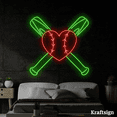 thumbnail image 1 of Craftnamesign Baseball Bat Ball Neon Sign, Baseball Club Decor, Gift For Son, 1 of 4