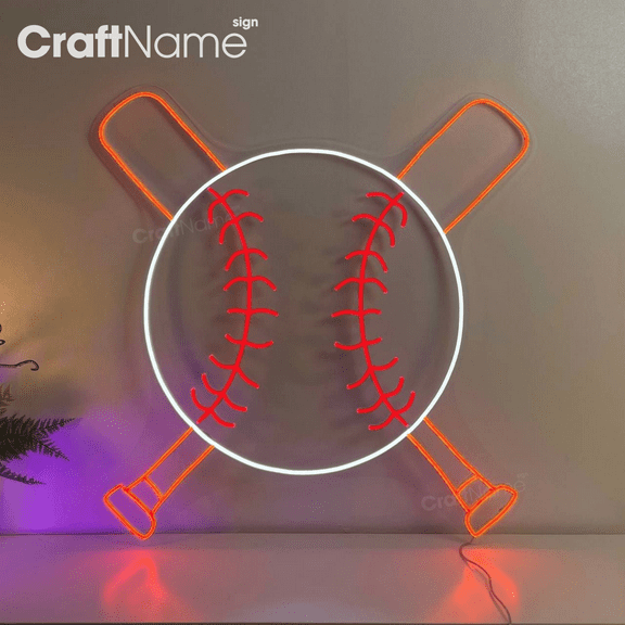 Craftnamesign Baseball Led Light for Baseball Club Wall Art, Baseball Lover's Room Wall Decor