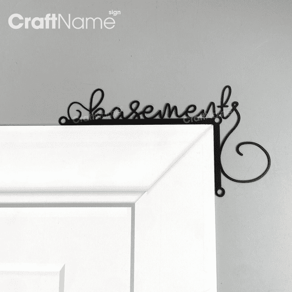 Craftnamesign Basement Metal Door Corner Sign, Home Basement Door Frame Topper Decoration